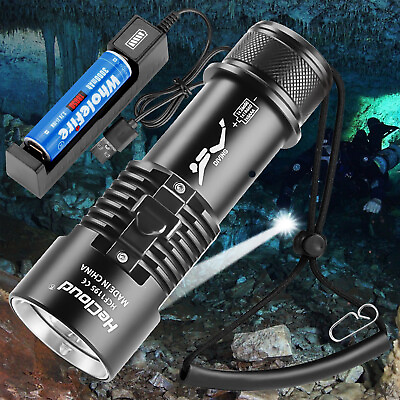 #ad Underwater LED Diving Flashlight 9000lm Waterproof Rechargeable Scuba Torch Lamp