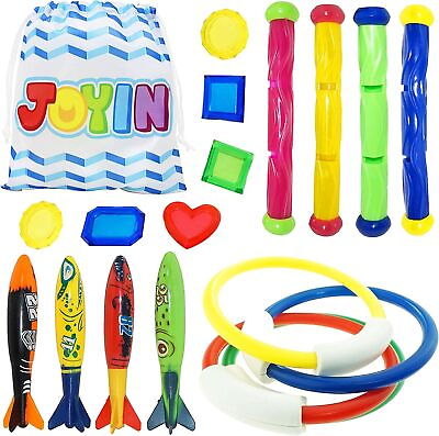 #ad JOYIN 18Pcs Diving Pool Toys for Kids Swimming Toy with Storage Bag...