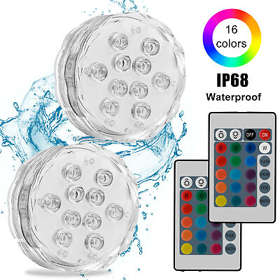 #ad Underwater Swimming Pool Lights 10 LED Submersible Magnetic Pond Fountain Lights
