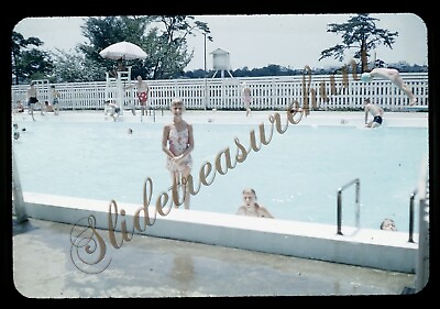 #ad #ad Swimming Pool Head First Dive Girls 35mm Slide 1960s Kodachrome Americana