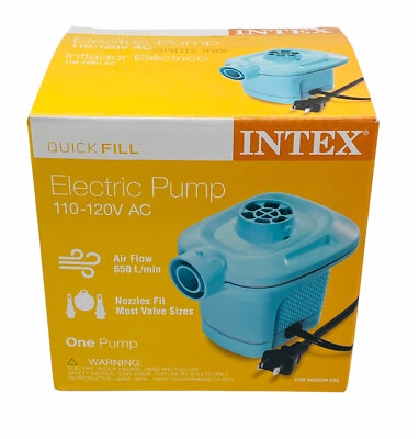 Intex Electric Air Pump 110 120V AC model 58639E in Teal Blue New opened Box