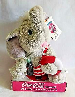 #ad Vintage 1993 COCA COLA Brand Elephant Play*By*Play Toy Novelty Plush Collection