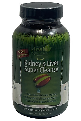 Irwin Naturals 2 In 1 Kidney And Liver Super Cleanse Supplements 60 Soft Gels