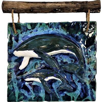 #ad Ceramic 3D Humpback Whale Wall Hanging Artwork beach house decorative artwork