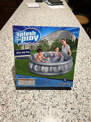 #ad Splash And Play Spaceship Kids Water Blue silver Swimming Pool 60quot; L x 15quot; D