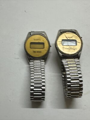 #ad Time Design Broken Vtg Watch 2 Piece Lot Used Ga47