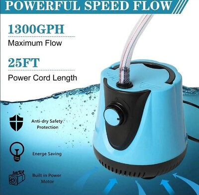 #ad #ad Pool Cover Draining Pump Above Ground Automatic 1300 GPH Adjustable Flow Rate