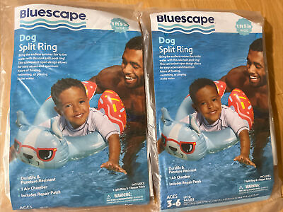 #ad ❤️ Bluescape Blue Donut Dog Float Split Inflatable Swim Ring Pool Float lot of 2