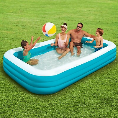 💦Play Day Inflatable 10 Ft Rectangular Family Swimming Above Ground Kiddie Pool
