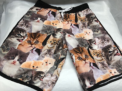 #ad Bioworld Board Shorts Cats Everywhere Mens Size Small Swimming Trunks