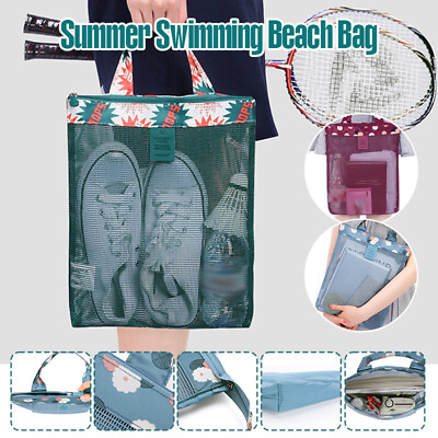 #ad Beach Bag Mesh Storage Bag Handbag Travel Toilet Bag Summer Swimming