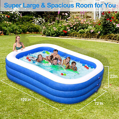 #ad Water Fun Inflatable Swimming Pool Kids Blow up 300*183cm Family Bathtub
