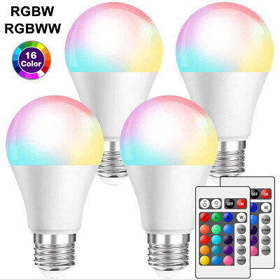 E27 E26 LED RGBW Colorful Changing Light Bulb Dimmable Bulbs with Remote Control