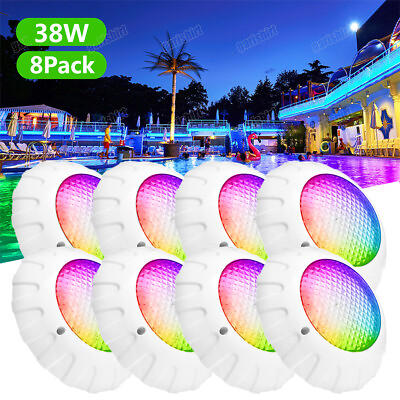 8PCS 36W RGB Swimming LED Pool Lights underwater light IP68 Waterproof Lamp 12V