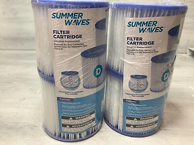 #ad 2x Summer Waves Pool Pump Filter Cartridges Type D 4 Total Filters Sealed