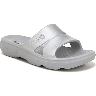 #ad Ryka Womens Restore Silver Slip On Pool Slides Sandals 9 Medium BM BHFO 4272