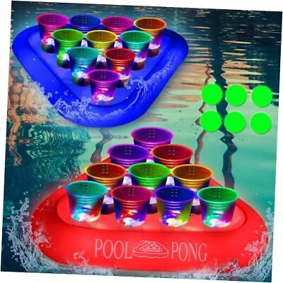 #ad Glow Pool Games Inflatable Toss Game Set Light Up Floating Pool Games