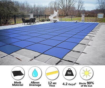 #ad #ad GLI Secur A Pool Blue Mesh Rectangle Swimming Pool Safety Cover Choose Step