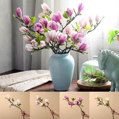 #ad Artificial Faux Flowers Fake Orchid Magnolia Bouquet Home Party Wedding Home