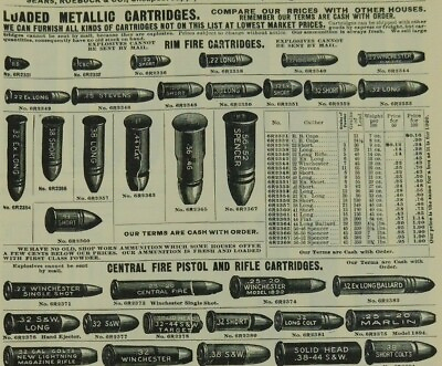 #ad #ad GLoaded Metallic Cartridges Bullets Marlin Sears Roebuck Vintage Ad Catalog Page