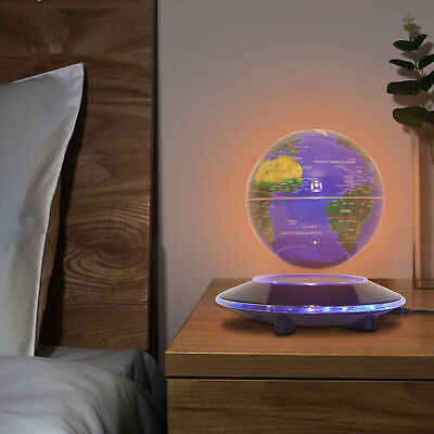 LED World Map Rotating Night Lamp Globe Magnetic Levitation Floating Globe Light