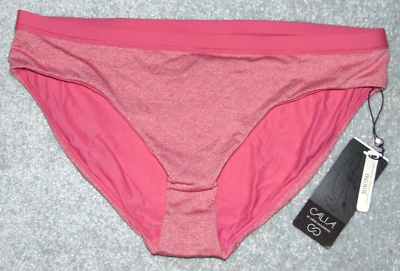 #ad Calia Women#x27;s Wide Banded Bikini Bottom Swimming Small Rouge Red Heather
