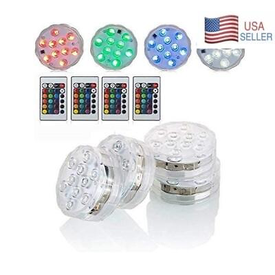 #ad Submersible Color Changing RGB LED Puck Pool amp; Spa Light with Remotes 4 Pack