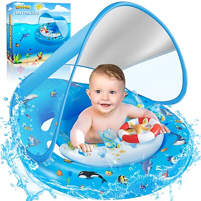 #ad Baby Pool Float with Canopy Removable UPF50 UV Sun Protection Upgraded Baby...