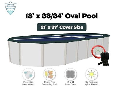 #ad Buffalo Blizzard 18#x27; x 33#x27; Oval DELUXE Swimming Pool Winter Cover w Clips