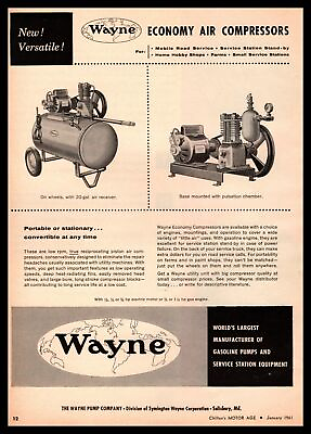 #ad 1961 Wayne Pump Company Salisbury Maryland Air Compressor Units Vintage Print Ad