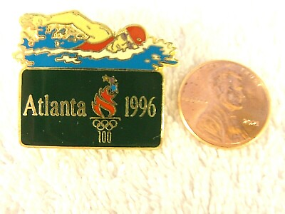 #ad 1996 Summer Olympics Swimming Atlanta Vest Lapel Hat Pin Nice