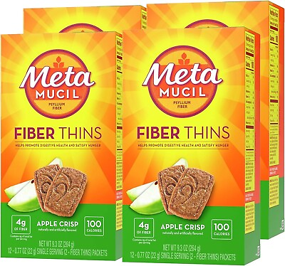 #ad Metamucil Fiber Thins Digestive Health Apple Crisp Flavor 12 Ct Pack of 4
