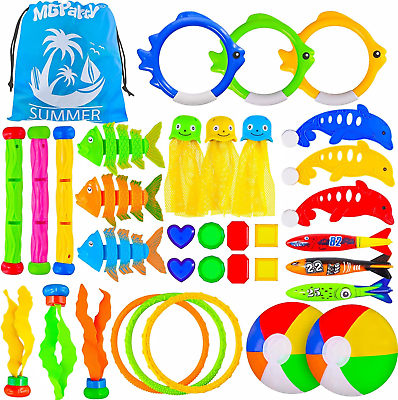 #ad 35 Pcs Diving Pool Toys for Kids Summer Underwater Dive Gifts Swimming Pool Game