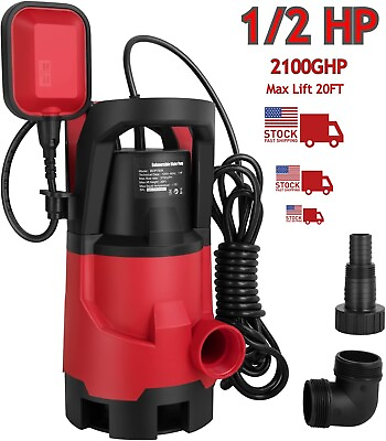 #ad 1 2HP Clean Dirty Submersible Water Pump Swimming Pool Pond Flood 2100GPH New