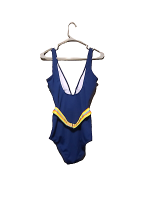 #ad Kelly Cahill Collection Women#x27;s One Piece Swim Suit Navy Blue Tall Small BELTED
