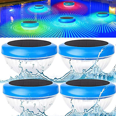 #ad 4 Packs Solar Floating Pool Lights Color Changing Waterproof Swimming Pool Light