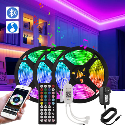 100ft 50ft LED Strip Lights 5050 RGB Bluetooth Color Change Remote for Rooms Bar