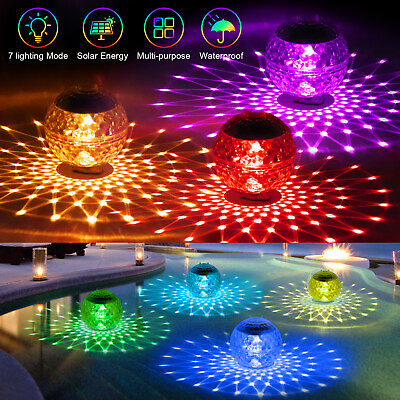 Solar Floating Pool Light RGB Color Rotating Change Waterproof Garden Pond Lamp