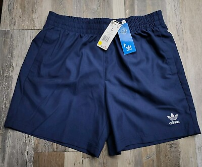 #ad #ad NEW Adidas ORIGINALS Essentials 6quot; Swim Shorts Trunks Lined Navy Blue Sz LARGE