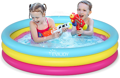 #ad Inflatable Kiddie Pool 58#x27;#x27; X 13#x27;#x27; Ground Swimming for Kids 3 Rings Baby