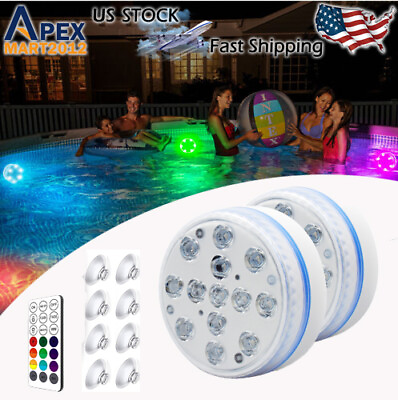 #ad #ad 2PC Swimming Pool Light RGB LED Bulb Underwater Color Vase Decor Lights amp; Remote