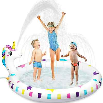 #ad Inflatable Sprinkler Pool for Kids Baby Toddler Wading Pool Unicorn Summer Toys