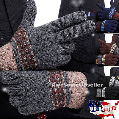 Men Women Winter Snow Gloves Windproof Warm Thick Knit Thermal Insulated Gift