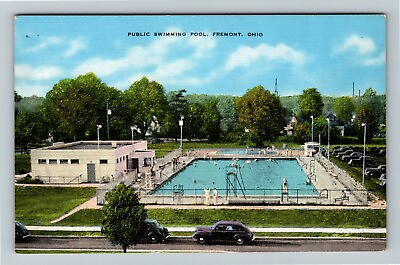 #ad #ad Fremont OH Ohio Public Swimming Pool Diving Board Period Cars Vintage Postcard