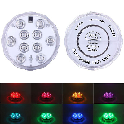 #ad Underwater Swimming Pool Lights 10 LED Submersible Magnetic Pond Fountain Lights
