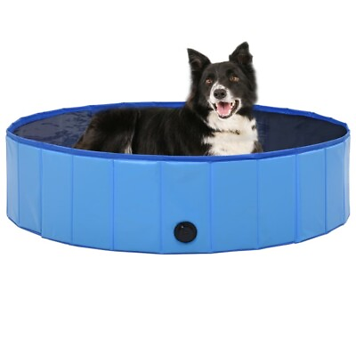 Foldable Pet Dog Pool Portable Swimming Bathing Tub Kiddie Pool Collapsible Blue