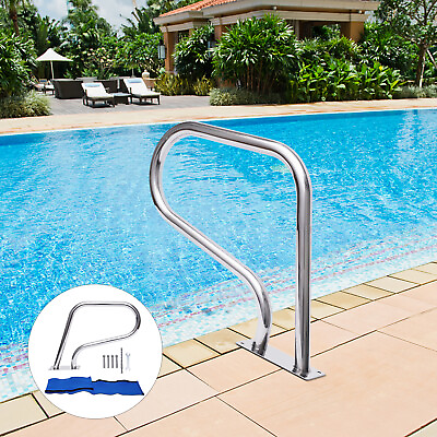 #ad Inground Swimming Pool Hand Rail Railng Stainless Steel Stair Ladder Handrail