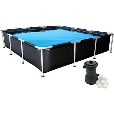 #ad #ad Metal Frame Above Ground Pool 9#x27; x 24quot; Square Large Familywith 530 Gallon