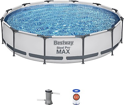 #ad Round Outdoor Swimming Pool 12#x27; x 30quot; Includes Pump and Repair Patch Kit