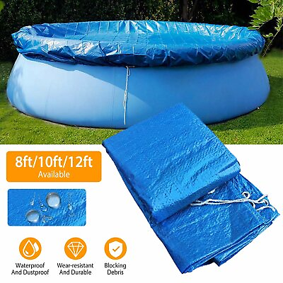 #ad 12ft Swimming Pool Cover Protector Dustproof Waterproof Paddling Pool Cover Mat